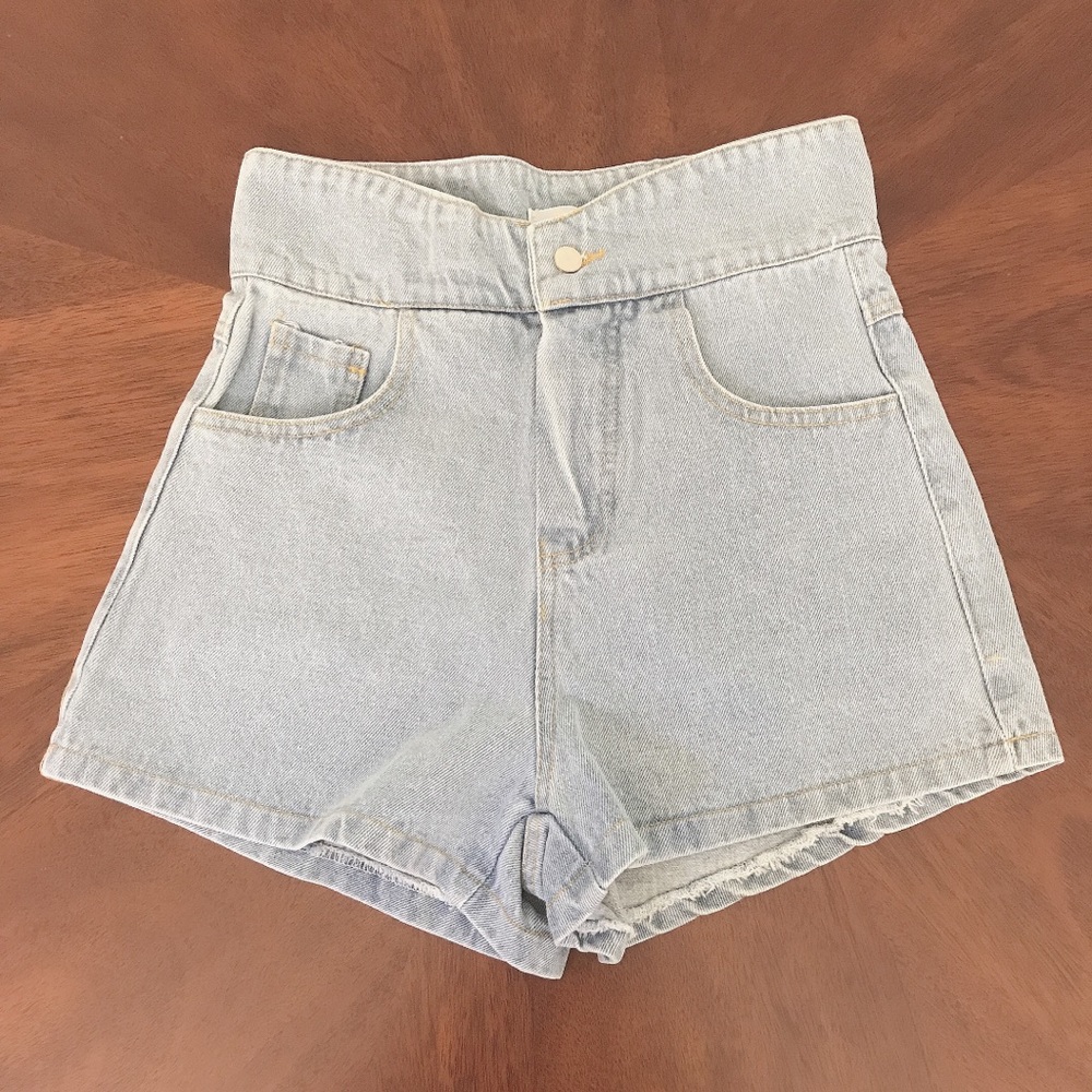 High Waisted Light Denim Shorts